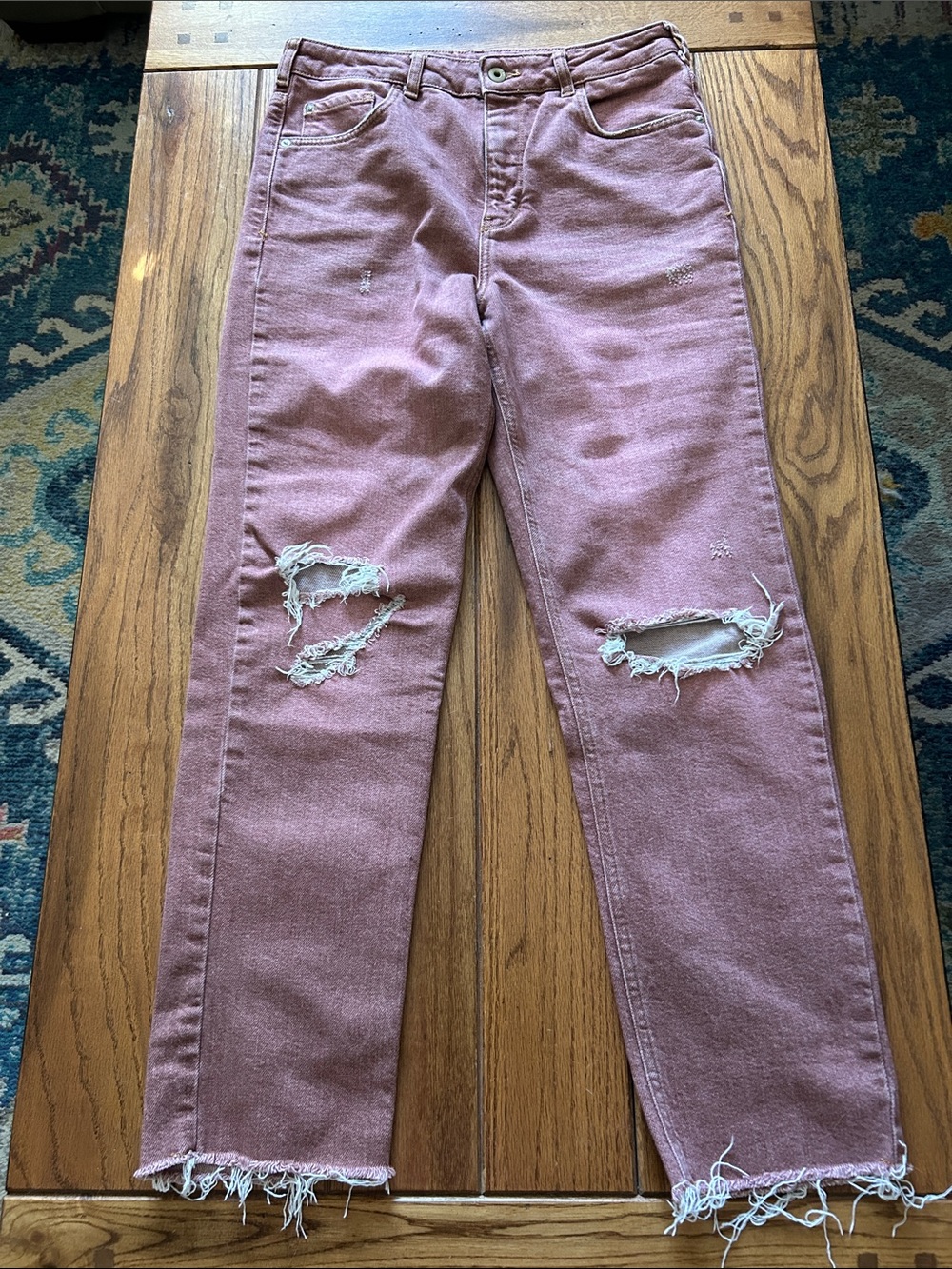 Anthropologie Pilcro Straight-Leg Distressed dusty rose Jeans